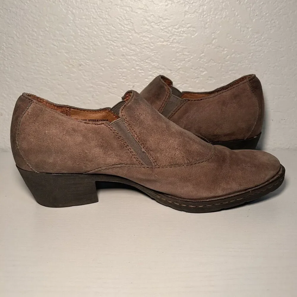 BORN Lawren Brown Women's Leather Slip On Shoes/Shooties W22411 Size 10M EU40